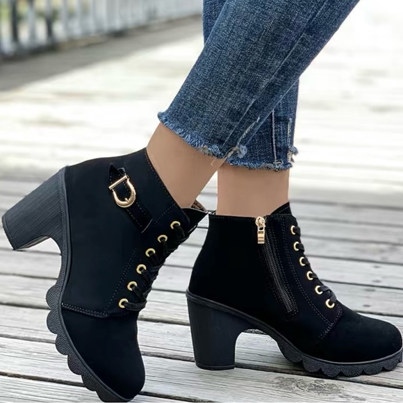 Shoes - Chunky Heeled Ankle Boots